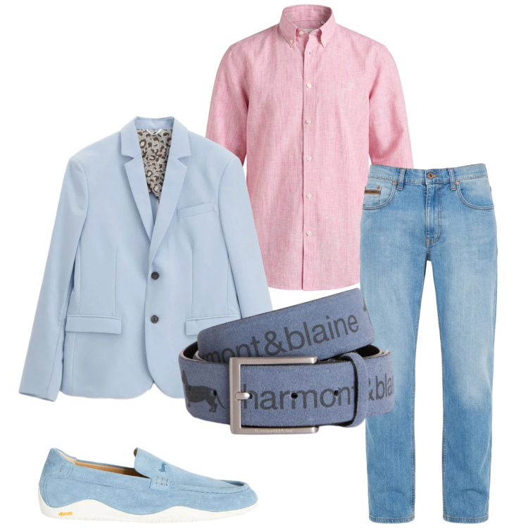 Outfit uomo - Total look #2382983. Stile Trendy per Serata speciale. Abbinamento con giacche, jeans, cinture, scarpe stringate, camicie.