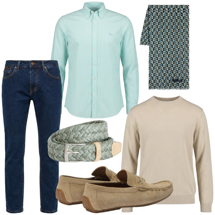Outfit uomo - Sorbetto Preppy - Harmont & Blaine. Stile Casual per Tutti i giorni. Abbinamento con pantaloni, camicie, sciarpe, scarpe stringate, maglieria, cinture.
