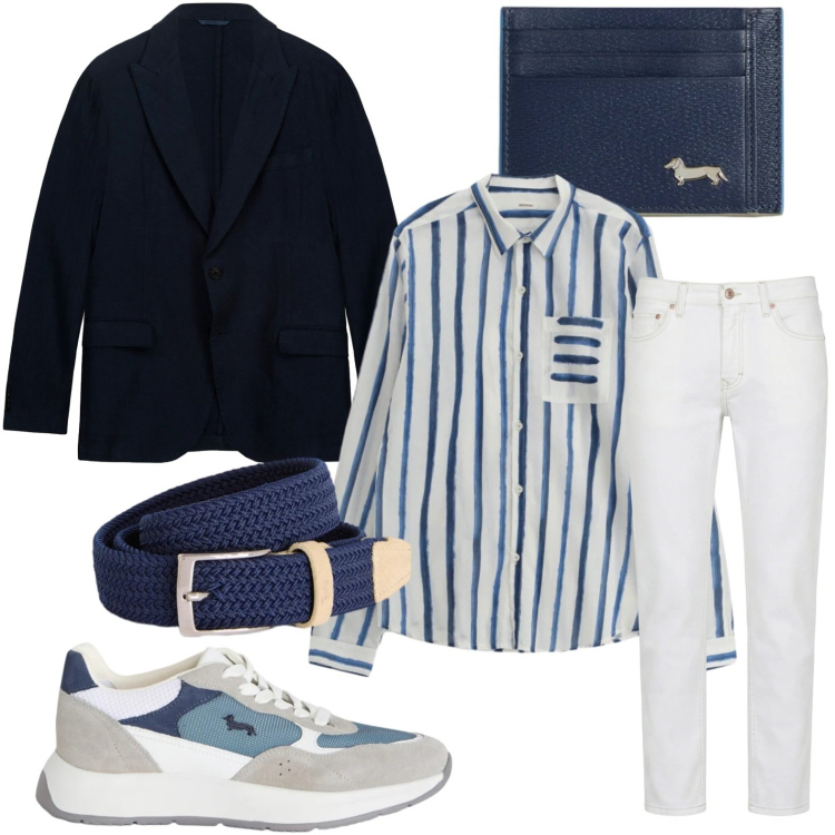 Outfit uomo - Raffinato. Stile Trendy per Tutti i giorni. Abbinamento con camicie, sneakers, cinture, jeans, portafogli, giacche.