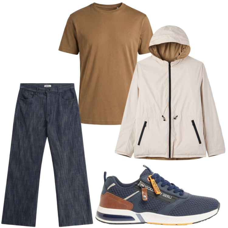 Outfit uomo - Denim scuro. Stile Trendy per Tutti i giorni. Abbinamento con sneakers, giacche, jeans, t-shirt.