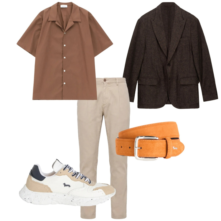 Outfit uomo - Total look #2383009. Stile Trendy per Tutti i giorni. Abbinamento con camicie a manica corta, cinture, sneakers, pantaloni, giacche.