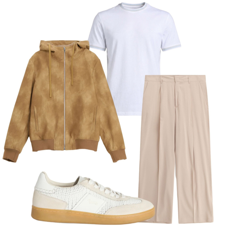 Outfit uomo - Aprile. Stile Casual per Tutti i giorni. Abbinamento con pantaloni, bomber, sneakers, t-shirt.