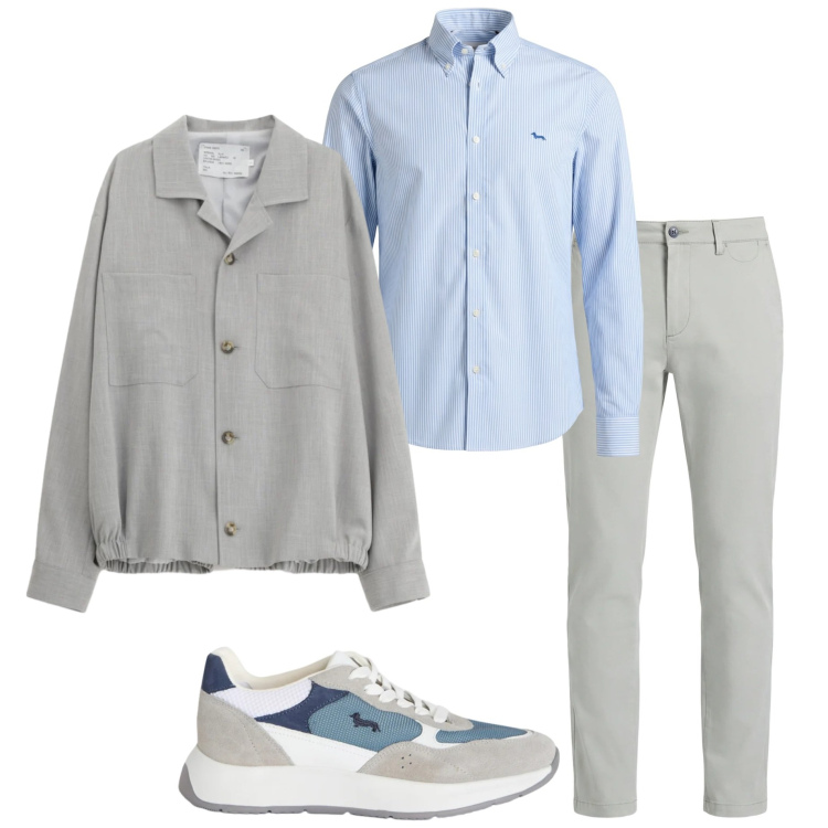 Outfit uomo - Urban style. Stile Urban per Ufficio. Abbinamento con cappotti, sneakers, pantaloni chino, camicie.