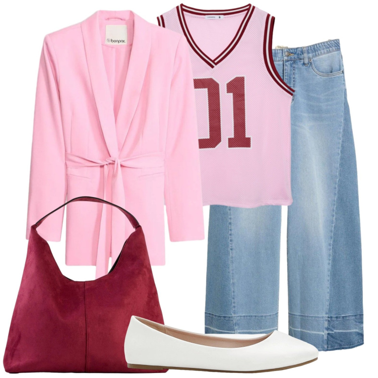 Outfit donna - Canottiera in ufficio. Stile Urban per Ufficio. Abbinamento con ballerine, jeans, blazer, borse a spalla, canottiere.