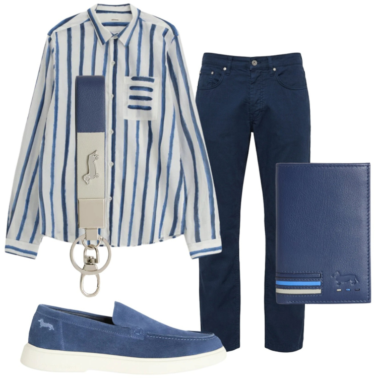 Outfit uomo - Total look #2383127. Stile Trendy per Tutti i giorni. Abbinamento con camicie, portachiavi, portafogli, pantaloni, sneakers.
