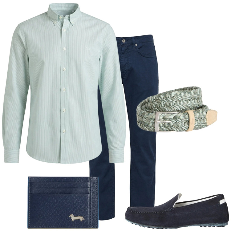 Outfit uomo - La mia camicia. Stile Casual per Tutti i giorni. Abbinamento con scarpe stringate, portafogli, pantaloni, camicie, cinture.