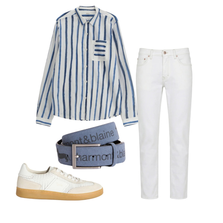 Outfit uomo - Aprile. Stile Trendy per Tutti i giorni. Abbinamento con camicie, jeans, cinture, sneakers.
