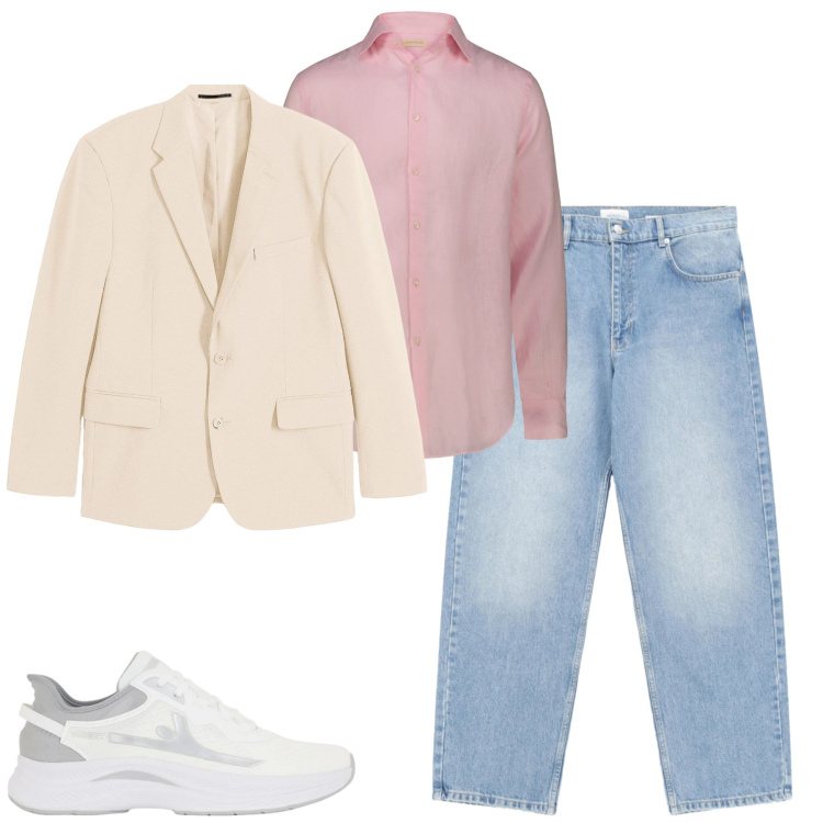 Outfit uomo - Denim di stagione. Stile Casual per Tutti i giorni. Abbinamento con giacche, jeans, sneakers, camicie.