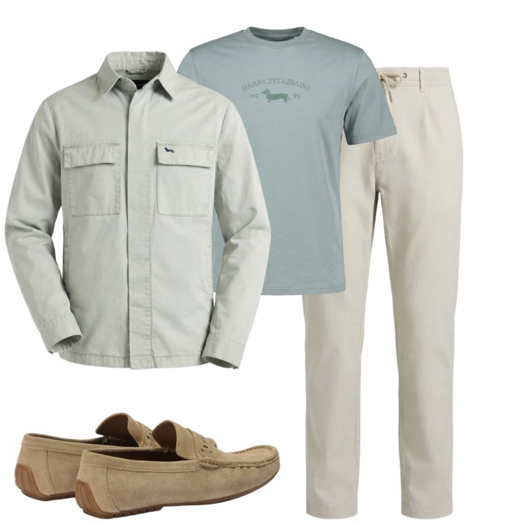 Outfit uomo - Overshirt. Stile Urban per Tutti i giorni. Abbinamento con t-shirt, giacche, scarpe stringate, pantaloni.