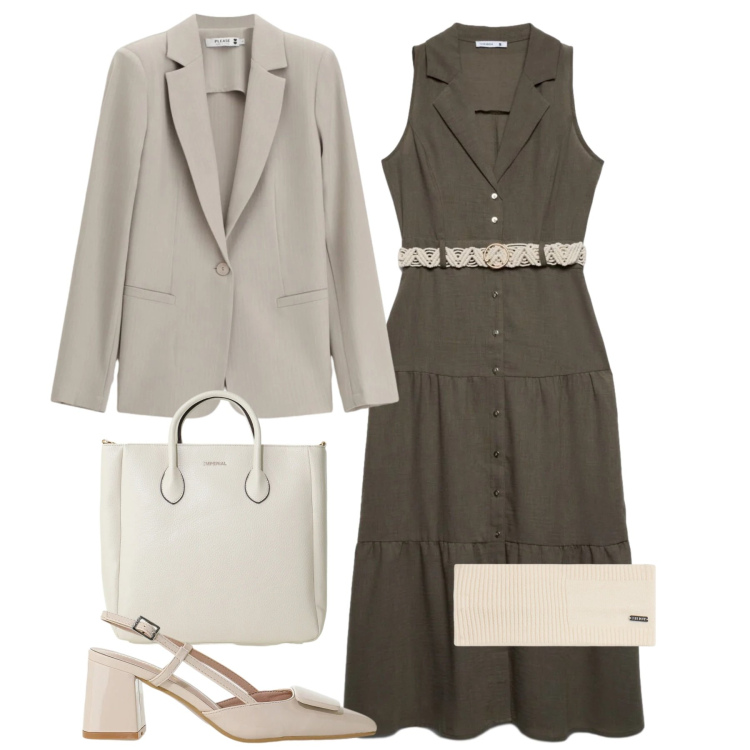 Outfit donna - Curve in movimento - Focus Donna Curvy I. Stile Bon Ton per Ufficio. Abbinamento con vestiti chemisier, borse a tracolla, décolleté, blazer, accessori per capelli.