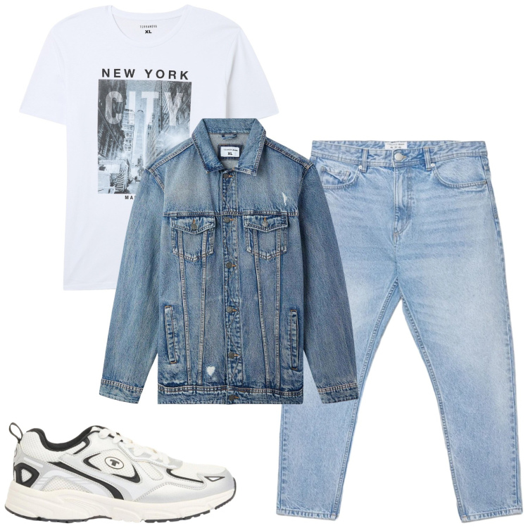 Outfit uomo - Denim. Stile Casual per Tutti i giorni. Abbinamento con sneakers, t-shirt, giacche, jeans.