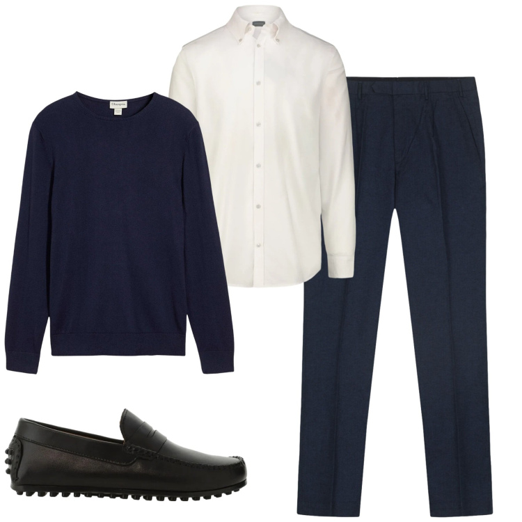 Outfit uomo - City. Stile Urban per Tutti i giorni. Abbinamento con maglieria, scarpe stringate, camicie, pantaloni.