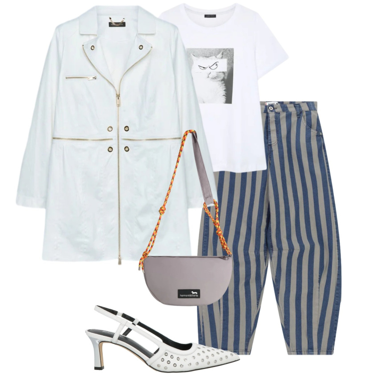 Outfit donna - La giacca con zip. Stile Urban per Tutti i giorni. Abbinamento con décolleté, cappotti, t-shirt, pantaloni a palazzo, borse a tracolla.