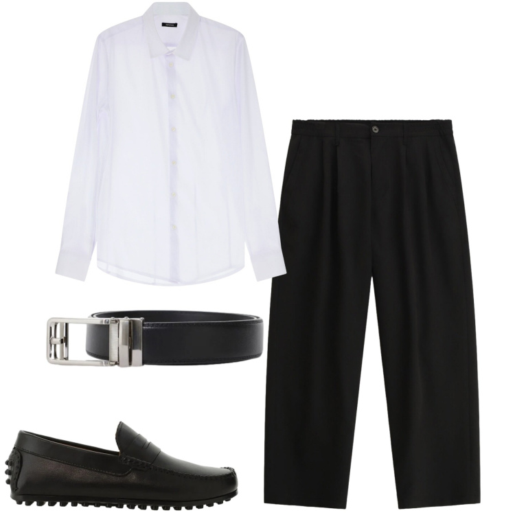 Outfit uomo - Total look #2383202. Stile Urban per Tutti i giorni. Abbinamento con camicie, scarpe stringate, pantaloni, cinture.