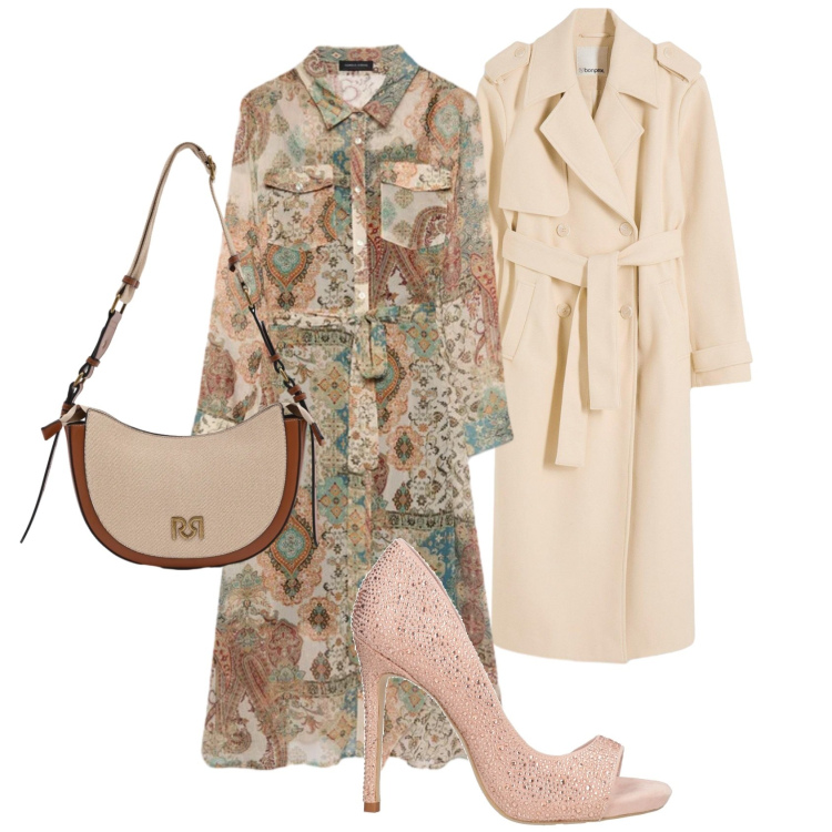 Outfit donna - Curve in movimento- curvy style. Stile Chic per Tutti i giorni. Abbinamento con décolleté, trench, vestiti chemisier, borse a tracolla.