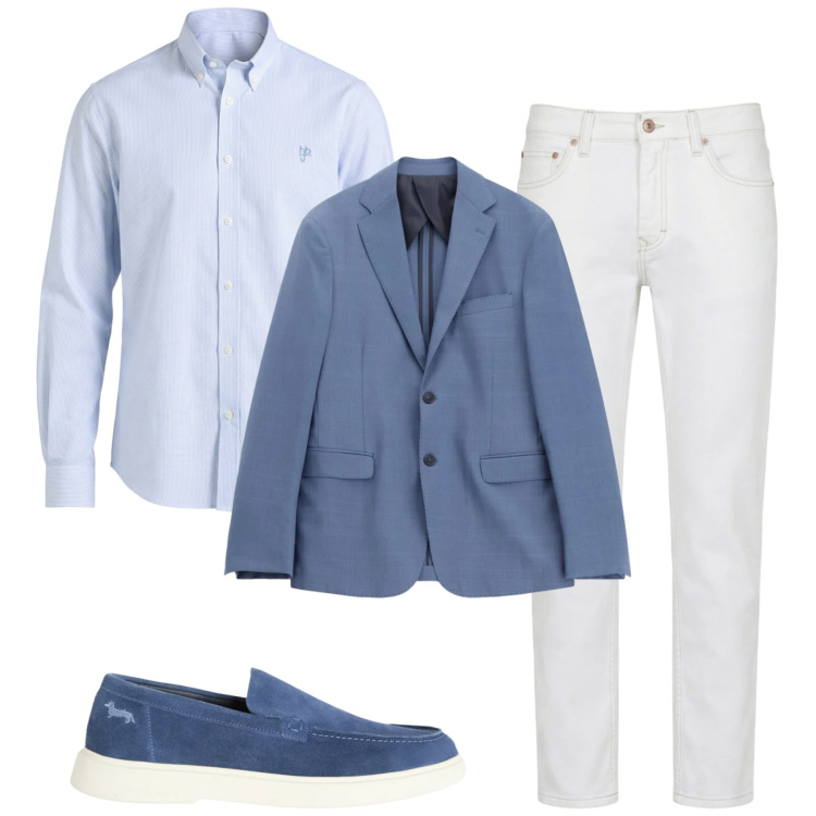 Outfit uomo - Primavera in ufficio. Stile Urban per Ufficio. Abbinamento con giacche, jeans, camicie, sneakers.