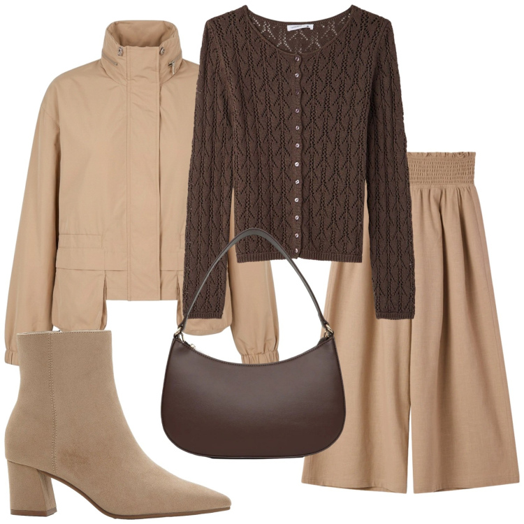 Outfit donna - Total look #2383211. Stile Basic per Ufficio. Abbinamento con stivaletti, bomber, pantaloni culotte, cardigans, borse a tracolla.