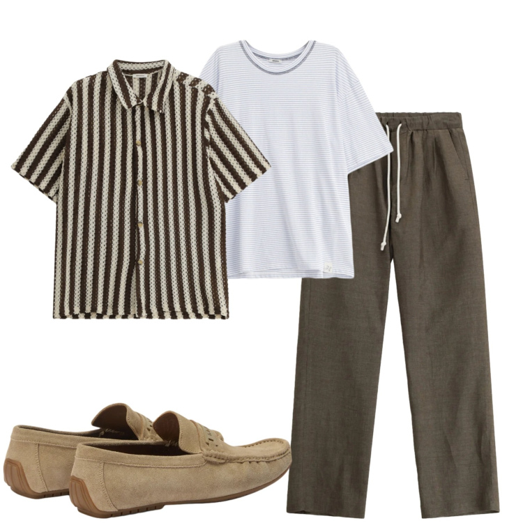 Outfit uomo - Imperial. Stile Urban per Tutti i giorni. Abbinamento con pantaloni, t-shirt, camicie a manica corta, scarpe stringate.