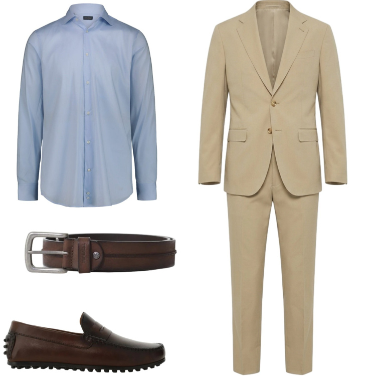 Outfit uomo - Al lavoro. Stile Business/Elegante per Ufficio. Abbinamento con scarpe stringate, cinture, camicie, abiti.