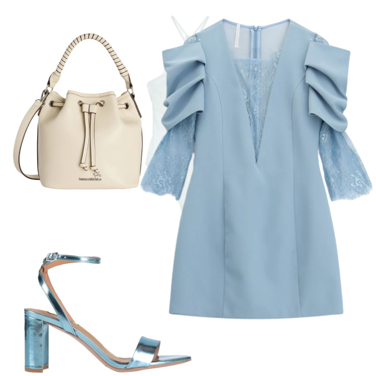 Outfit donna - Abito Imperial occasione speciale. Stile Chic per Cerimonia. Abbinamento con sandali in pelle, vestiti corti, top, borse a secchiello.