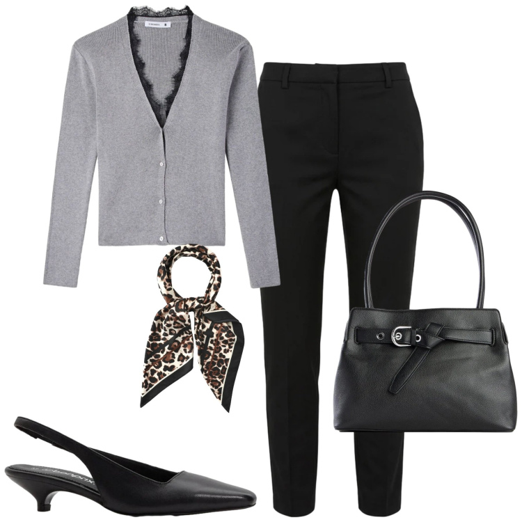 Outfit donna - Dettagli in pizzo. Stile Urban per Tutti i giorni. Abbinamento con décolleté, borse a mano, cardigans, foulard, pantaloni skinny.