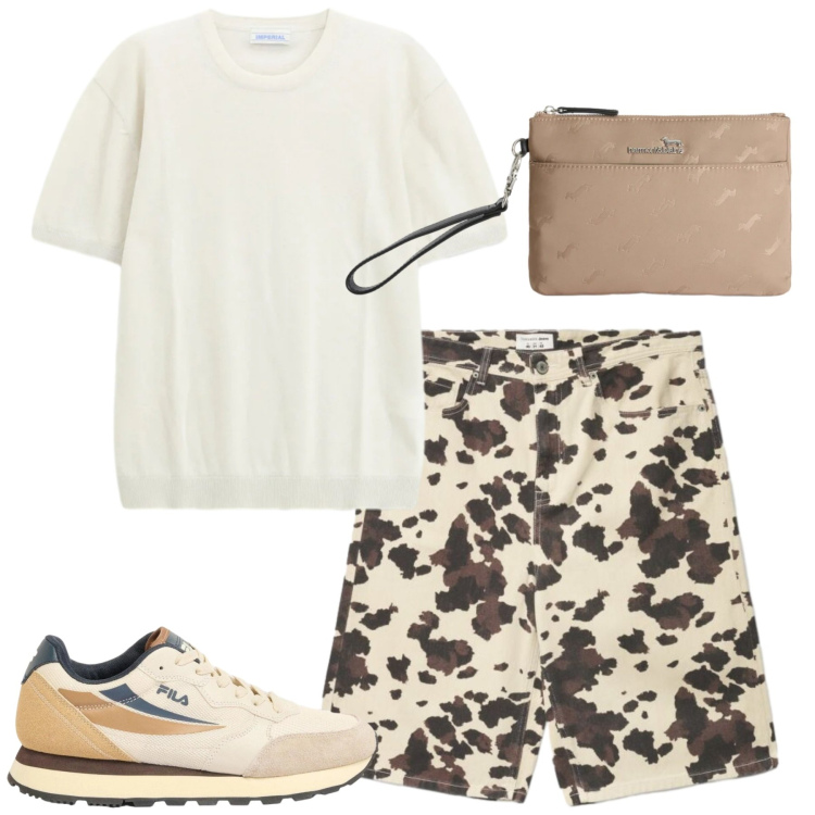 Outfit uomo - Weekend. Stile Casual per Tutti i giorni. Abbinamento con sneakers, bermuda, t-shirt, borse sportive.