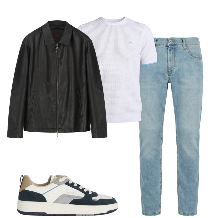 Outfit uomo - Aprile. Stile Casual per Tutti i giorni. Abbinamento con jeans slim fit, t-shirt, sneakers, giacche.