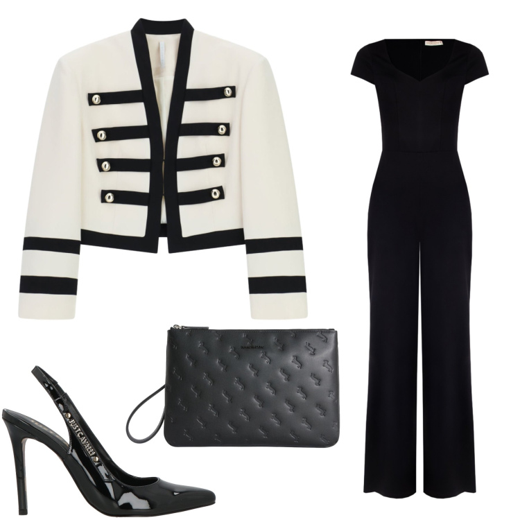 Outfit donna - Modern Empress. Stile Glamour per Serata fuori. Abbinamento con anelli, blazer, tute, décolleté.