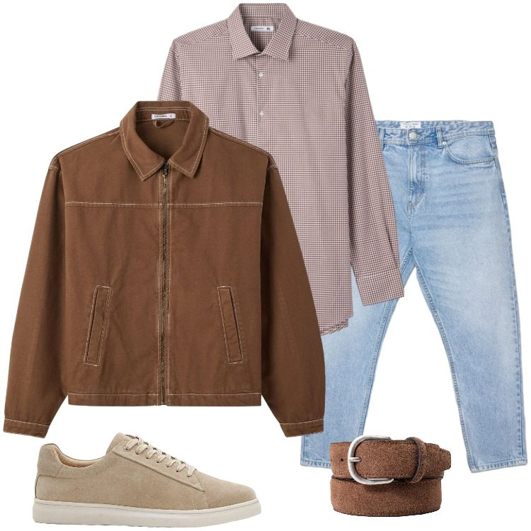 Outfit uomo - Total look #2383380. Stile Casual per Tutti i giorni. Abbinamento con sneakers, camicie, cappotti, jeans, cinture.