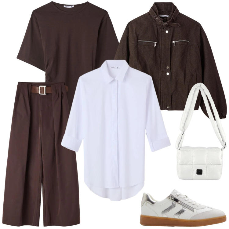 Outfit donna - Casual Daily. Stile Casual per Tutti i giorni. Abbinamento con sneakers, pantaloni, t-shirt, camicie, bomber, borse a spalla.