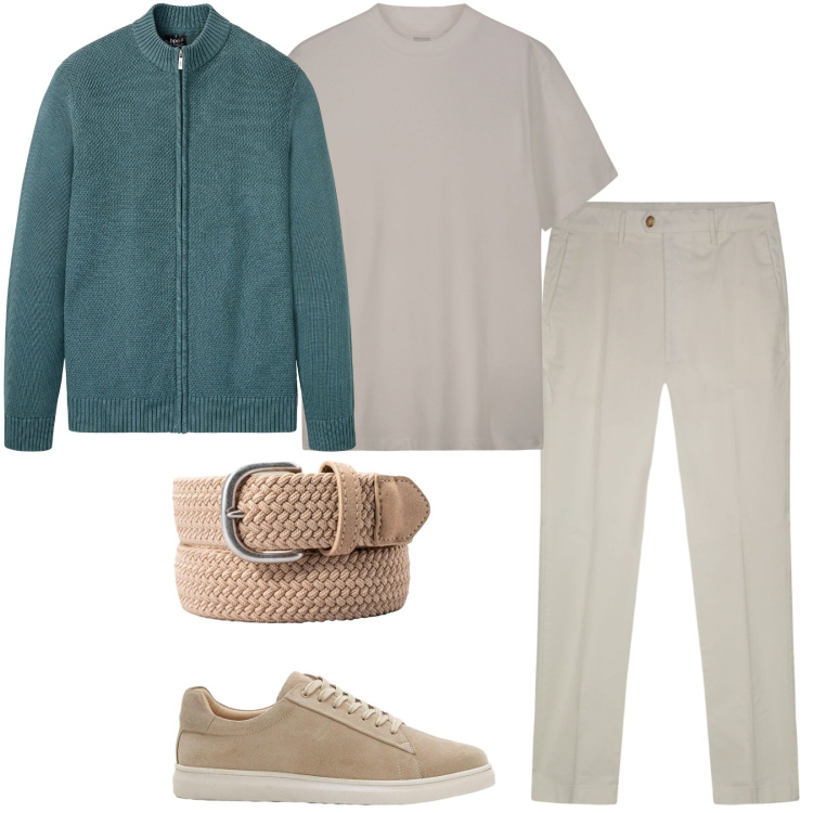 Outfit uomo - Total look #2383441. Stile Casual per Tutti i giorni. Abbinamento con cardigans, sneakers, t-shirt, pantaloni, cinture.