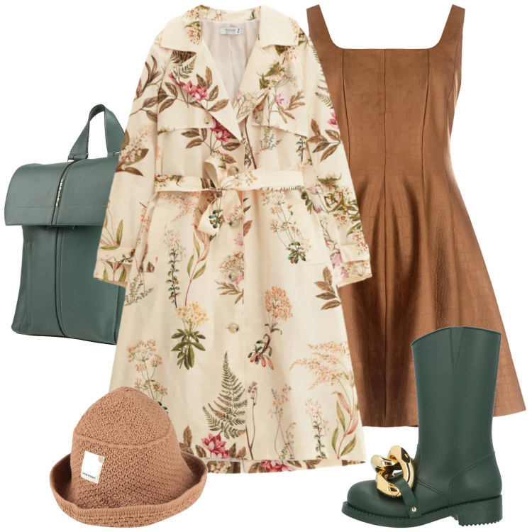 Outfit donna - Total look #2383449. Stile Casual chic per Tutti i giorni. Abbinamento con stivaletti, zaini, cappelli, trench, vestiti corti.