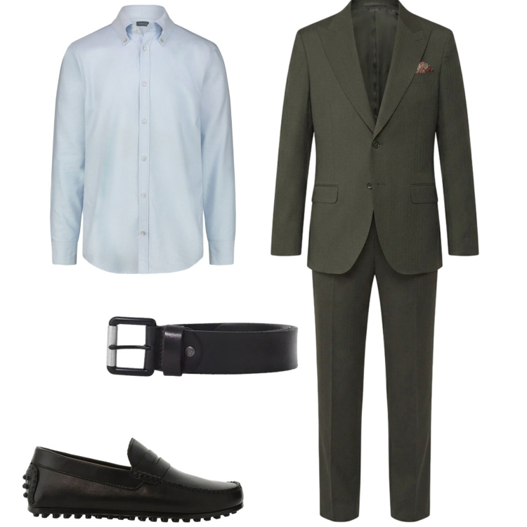 Outfit uomo - Eleganza urbana doppelganger. Stile Urban per Tutti i giorni. Abbinamento con scarpe stringate, cinture, abiti, camicie.