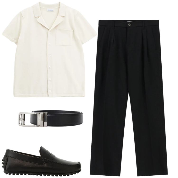 Outfit uomo - City. Stile Urban per Tutti i giorni. Abbinamento con pantaloni, camicie a manica corta, scarpe stringate, cinture.