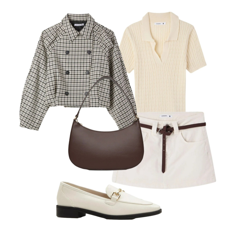 Outfit donna - Total look #2383505. Stile Preppy per Tutti i giorni. Abbinamento con mocassini, caban, borse a tracolla, minigonne, polo.