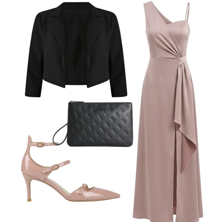 Outfit donna - Total look #2383519. Stile Chic per Cerimonia. Abbinamento con décolleté, vestiti lunghi, bolero, anelli.
