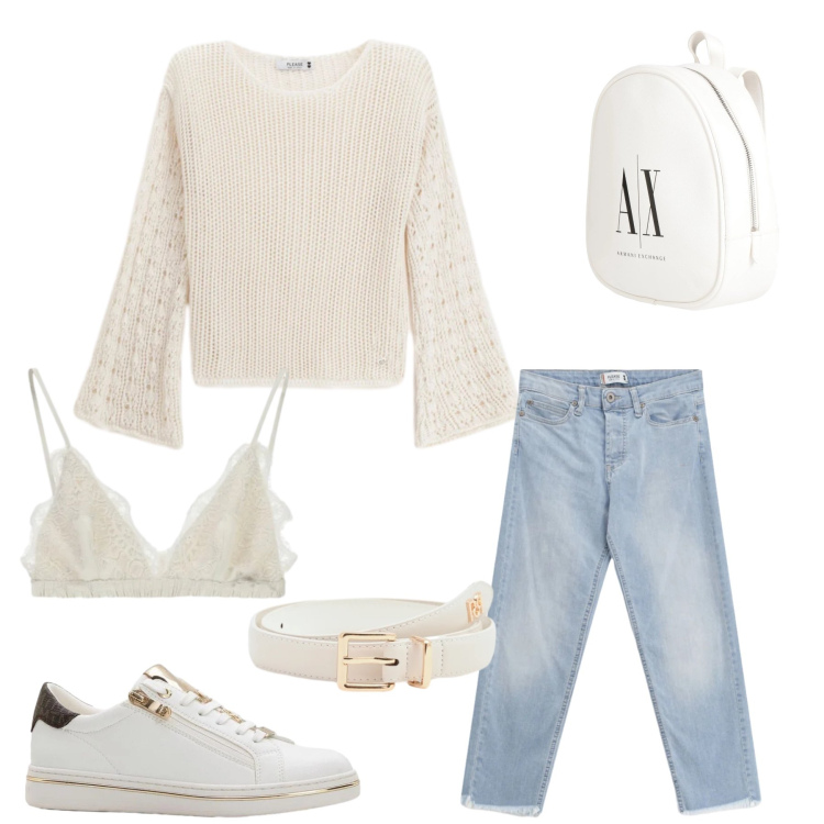 Outfit donna - Comfort & Stile. Stile Casual chic per Tutti i giorni. Abbinamento con zaini, sneakers, maglieria, jeans, reggiseni, cinture.