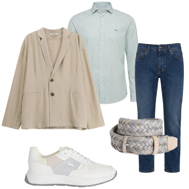 Outfit uomo - Total look #2383567. Stile Trendy per Tutti i giorni. Abbinamento con giacche, jeans, sneakers, camicie, cinture.