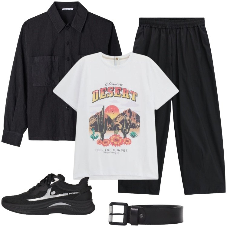 Outfit uomo - Total look #2383569. Stile Urban per Tutti i giorni. Abbinamento con camicie, t-shirt, cinture, pantaloni, sneakers.