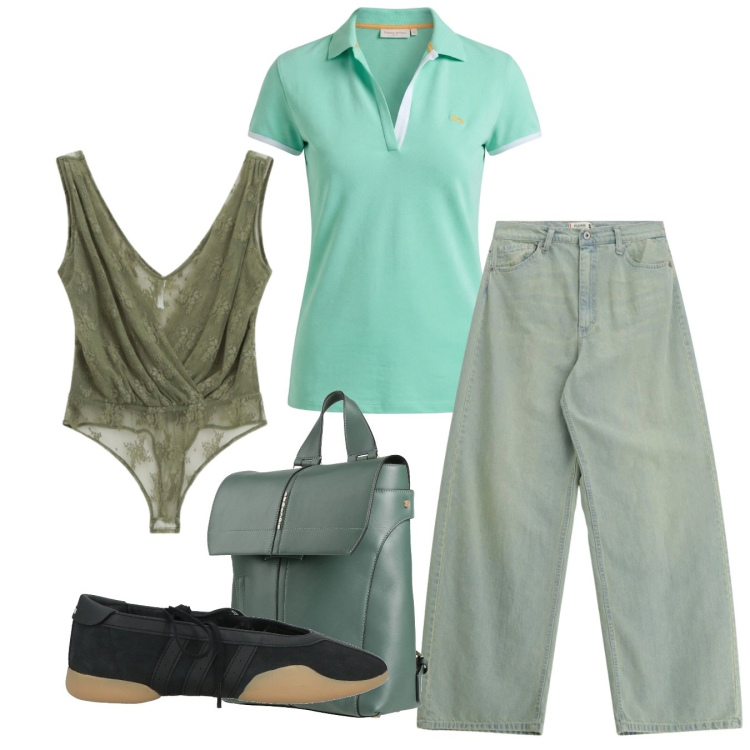 Outfit donna - Colori che illuminano - Focus Donna Curv. Stile Casual per Tutti i giorni. Abbinamento con ballerine, zaini, top, jeans, polo.