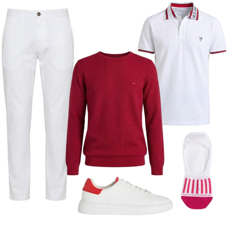 Outfit uomo - #fragole.e.panna. Stile Urban per Tutti i giorni. Abbinamento con sneakers, calzini, pullovers, polo, pantaloni.