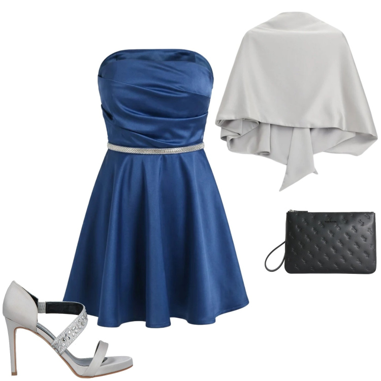 Outfit donna - Total look #2383660. Stile Glamour per Cerimonia. Abbinamento con sandali in pelle, scialli, vestiti corti, anelli.
