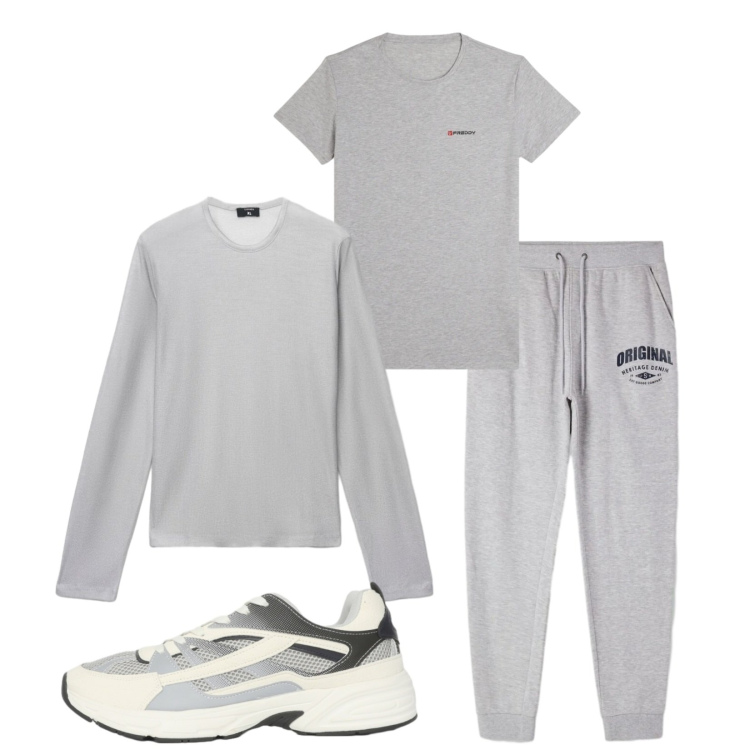 Outfit uomo - Total look #2383666. Stile Urban per Sport. Abbinamento con sneakers, maglieria, pantaloni, t-shirt.