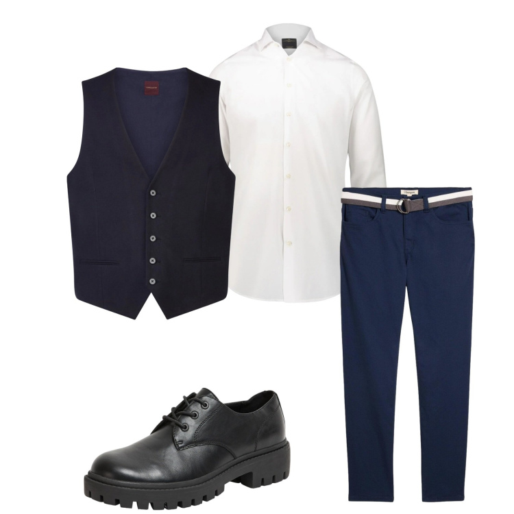Outfit uomo - Total look #2383674. Stile Business/Elegante per Serata speciale. Abbinamento con pantaloni, scarpe stringate, camicie, gilet.