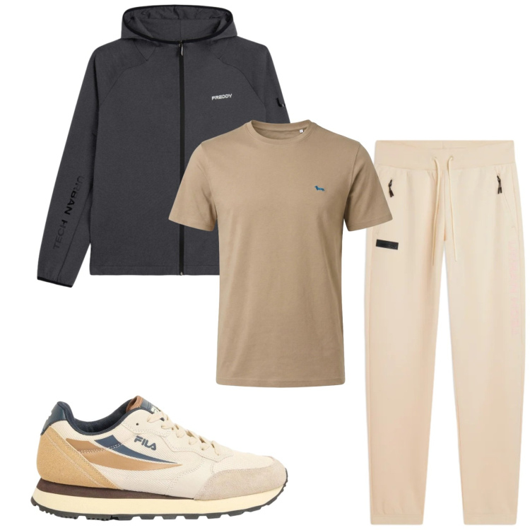 Outfit uomo - Total look #2383685. Stile Casual per Sport. Abbinamento con sneakers, t-shirt, felpe con cappuccio, pantaloni.