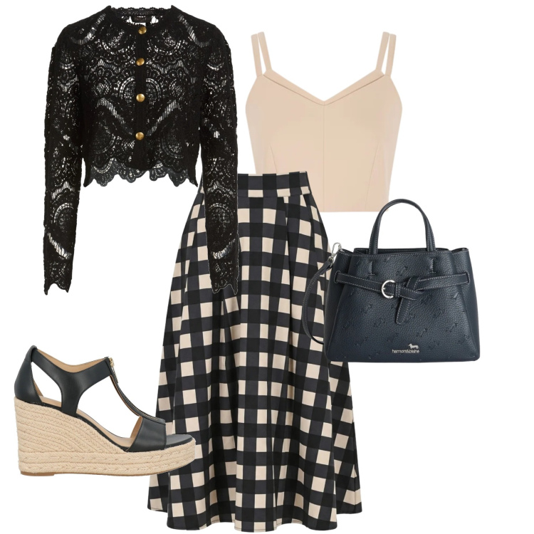 Outfit donna - Armocromia autunno. Stile Casual chic per Tutti i giorni. Abbinamento con espadrillas, cardigans, gonne longuette, top, borse a mano.