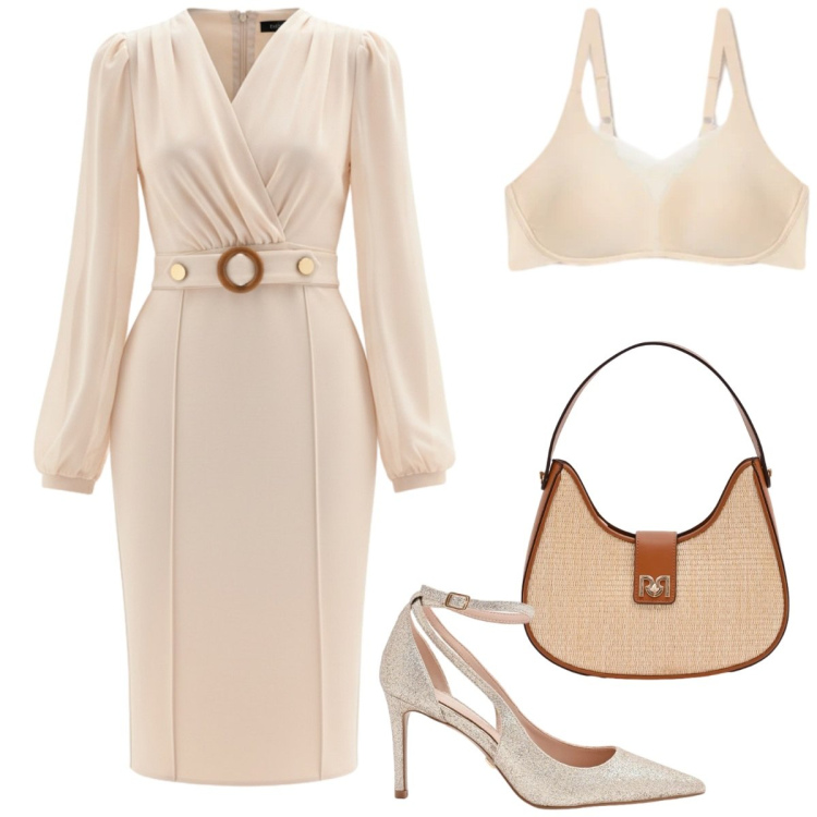 Outfit donna - Cerimonia a primavera. Stile Chic per Cerimonia. Abbinamento con vestiti a tubino, décolleté, borse a spalla, reggiseni.