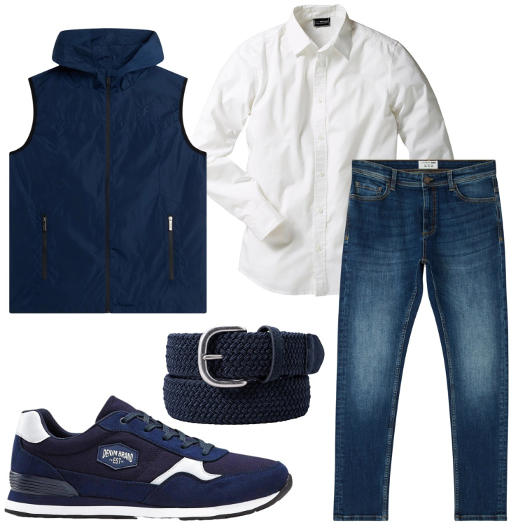 Outfit uomo - Total look #2383701. Stile Casual per Tutti i giorni. Abbinamento con camicie, sneakers, jeans skinny, piumini, cinture.