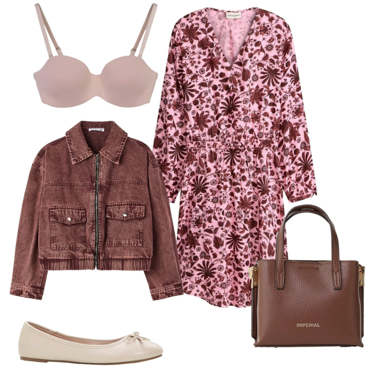 Outfit donna - Total look #2383705. Stile Urban per Tutti i giorni. Abbinamento con vestiti midi/longuette, ballerine, reggiseni, bomber, borse a tracolla.