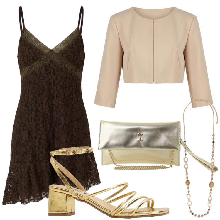 Outfit donna - Pizzo bon ton. Stile Chic per Cerimonia. Abbinamento con sandali col tacco, vestiti corti, borse a tracolla, bolero, collane.